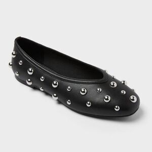 Open Box - A New Day - Women’s Sammie Studded Ballet Flats with Memory Fo Black